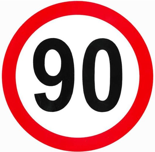 Αυτοκόλλητο Με Όριο Ταχύτητας "90" Απλό 15cm