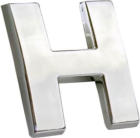 Αυτοκόλλητo Γράμμα 3D ''H'' 2.7cm x 2.5cm Χρώμιο