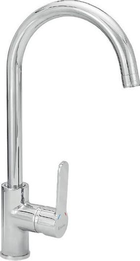 Μπαταρία Κουζίνας Viospiral 00-2060 Πάγκου 1 Οπής με Σπαστό Ρουξούνι Ασημί