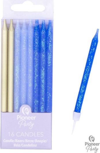 Κεριά Σιελ Μπλε Χρυσό 7.5cm 16τεμ