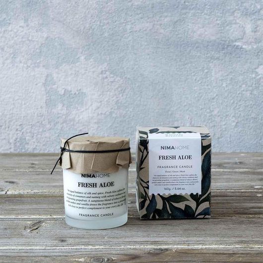 Αρωματικό Κερί Παραφίνης Nima σε Βάζο Fresh Aloe 160gr Εκρού