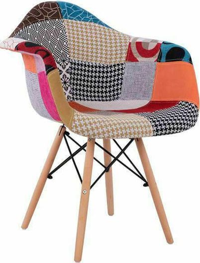 Πολυθρόνα Mirto Τραπεζαρίας με Υφασμάτινη Επένδυση Patchwork 63x57x80cm 4τμχ