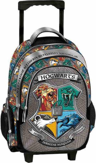 Σχολική Τσάντα Δημοτικού Graffiti Harry Potter Hogwarts Τρόλεϊ Γκρι