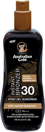 Αντηλιακό Gel Σώματος Australian Gold Instant Bronzer Αδιάβροχο SPF30 σε Spray 100ml