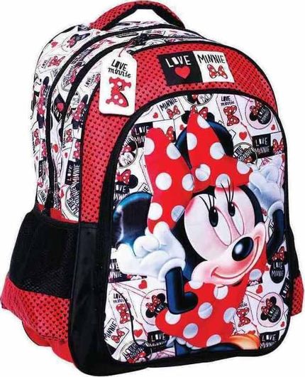 Σχολική Τσάντα Δημοτικού Gim Minnie Love Label Πλάτης Κόκκινο