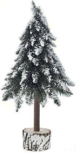 Χριστουγεννιάτικο Διακοσμητικό Χιονισμένο Δεντράκι σε Ξύλινο Κορμό 65cm