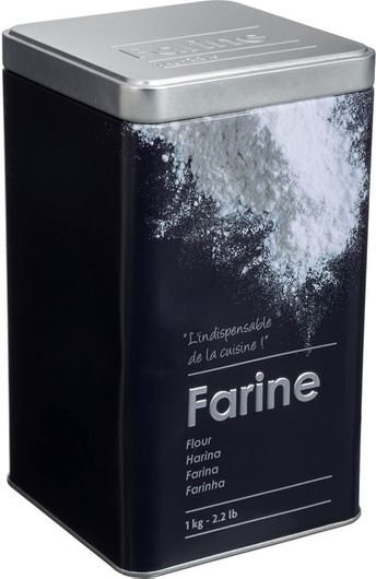 Δοχείο Για Αλεύρι Spitishop F-V Embossed 136308 10.7x10.7x18.4 1000gr Μαύρο