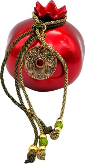 Γούρι Small Batch Cigar Χριστουγεννιάτικο Ρόδι με Ελληνική Δραχμή Χειροποίητο Κόκκινο