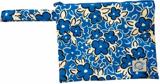 Νεσεσέρ Τσαντάκι Blue Flowers Αδιάβροχο Mέσα Έξω με Πετσετέ Τσέπη Καλής Ποιότητας Υφασμάτινο 29x24cm Μπλε