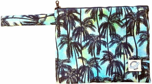 Νεσεσέρ Τσαντάκι Palm Trees Aδιάβροχο Mέσα Έξω με Πετσετέ Τσέπη Καλής Ποιότητας Υφασμάτινο 25x19cm Μπλε