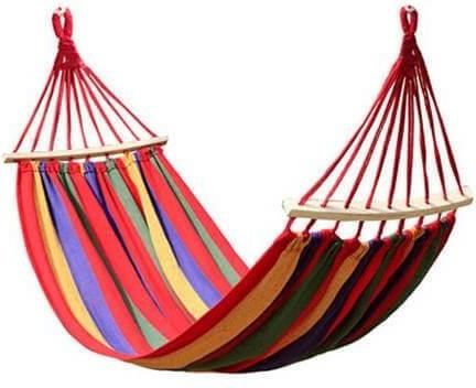 Αιώρα Μονή με Ρίγες και Πλαίσιο 200x80cm Κόκκινο