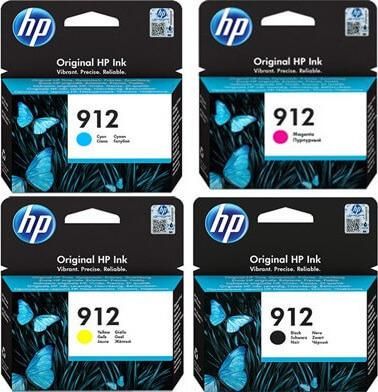 HP 912 Γνήσιο Πακέτο 4 Μελανιών Εκτυπωτή InkJet Κίτρινο/Κυανό/Ματζέντα/Μαύρο 6ZC74AE