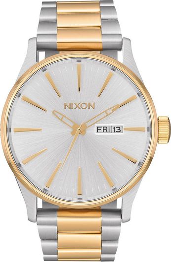 Ανδρικό Ρολόι Nixon Sentry A356-1921-00 με Μεταλλικό Μπρασελέ Ασημί/Χρυσό