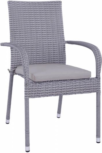 Καρέκλα Homemarkt Εξωτερικού Χώρου Rattan με Μαξιλάρι Γκρι 55x64x93cm