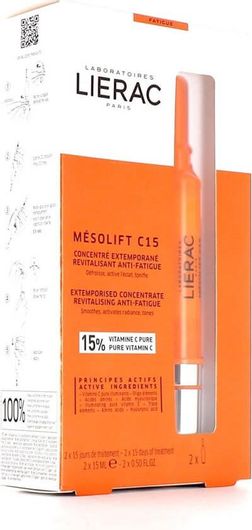 Serum Προσώπου Lierac Mesolift C15 Ενυδατικό & Αντιγηραντικό με Βιταμίνη C & Υαλουρονικό Οξύ για Λάμψη & Σύσφιξη 2x15ml