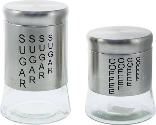 Βάζα γυάλινα για Καφέ-Ζάχαρη με Mεταλλικό Καπάκι 10308-2