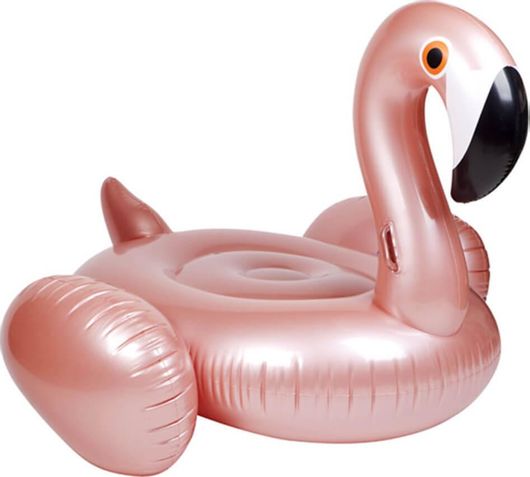 Φουσκωτό Στρώμα Ride On Flamingo 190x200x130cm Ροζ Χρυσό