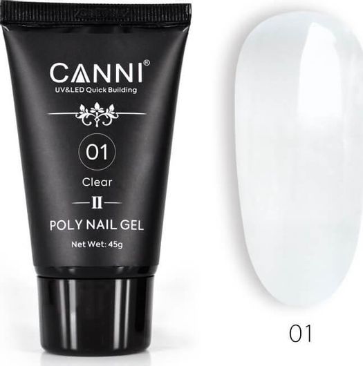 Gel Νυχιών Canni Poly Soak off Clear 01 45g