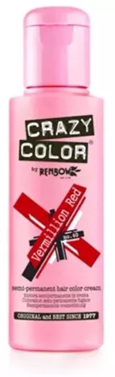 Crazy Color Semi-Permanent Προσωρινή Βαφή Μαλλιών 40 Vermillion Red 100ml 15gr