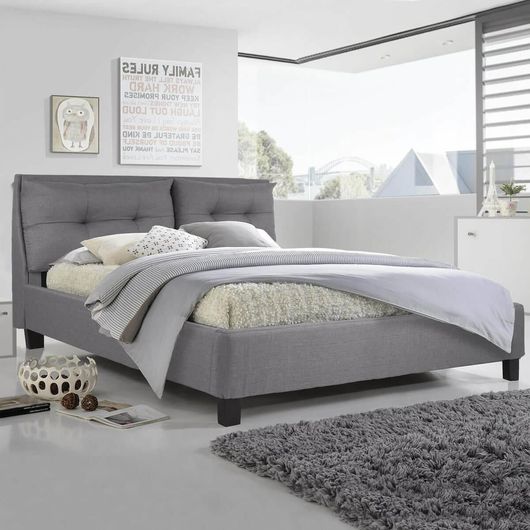 Κρεβάτι HomeMarkt Billie HM551.05 Υπέρδιπλο Υφασμάτινο 200x160cm Γκρι