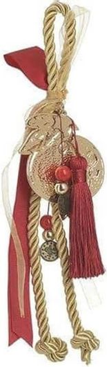 Γούρι Inart Κρεμαστό με Ρόδι από Μέταλλο 23cm Χρυσό/Κόκκινο