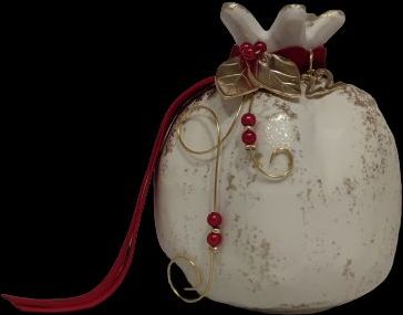 Γούρι Edel Ρόδι Κεραμικό Λευκό Μεγάλο R-007