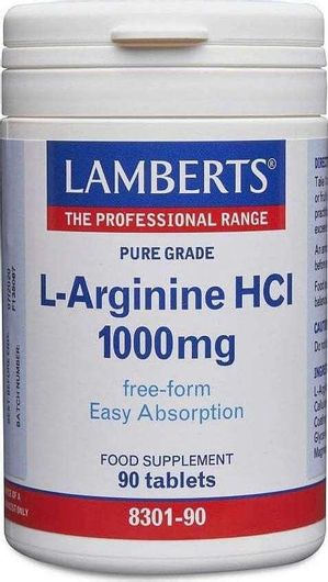 Lamberts L-Arginine Hcl 1000mg 90 Ταμπλέτες