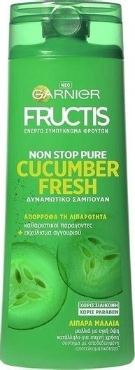 Σαμπουάν Garnier Fructis Non Stop Pure Cucumber Αναδόμησης/Θρέψης & Βαθύ Καθαρισμού για Λιπαρά Μαλλιά 400ml