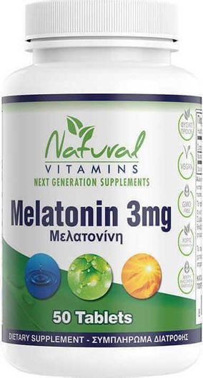 Natural Vitamins Melatonin 3mg Συμπλήρωμα για τον Ύπνο 50 Ταμπλέτες