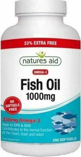 Natures Aid Omega 3 Fish Oil Ιχθυέλαιο 1000mg 240 Μαλακές Κάψουλες