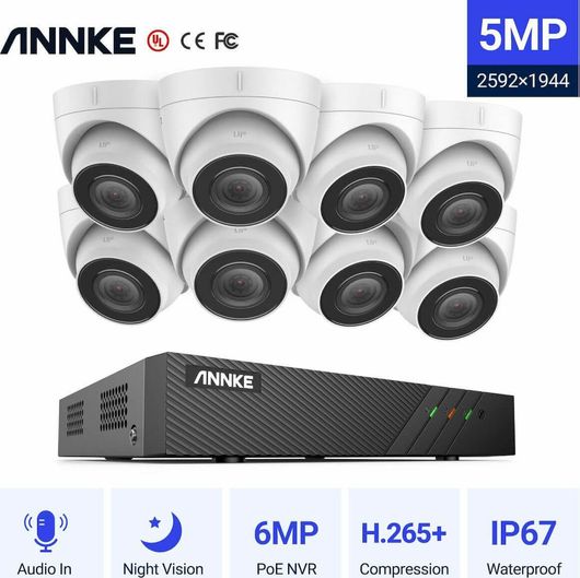 Ολοκληρωμένα Σύστημα CCTV Annke 5mp N48pbb Poe NVR 8IP & 8 Εξωτερικές Κάμερες 8mp 2.8mm