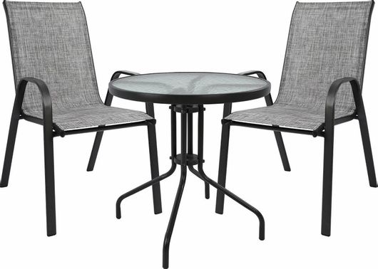 Σετ Τραπεζαρίας για Μικρούς Εξωτερικούς Χώρους 3τμχ Γκρι