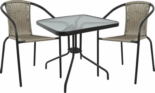 Σετ Τραπεζαρίας Homemarkt για Εξωτερικούς Χώρους 3τμχ με Τραπέζι 70x70cm Μπεζ