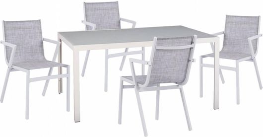 Σετ Τραπεζαρίας Homemarkt Εξωτερικού Χώρου 5τμχ με Τραπέζι 150x90cm Λευκό