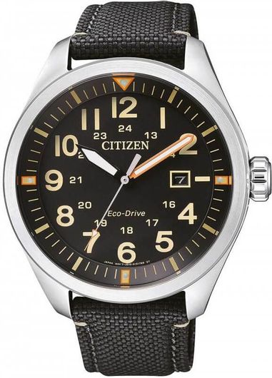 Ανδρικό Ρολόι Citizen Eco-Drive Υφασμάτινο Λουρί AW5000-24E Μαύρο