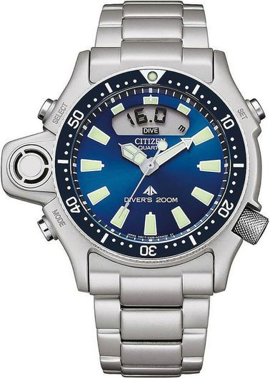 Ανδρικό Ρολόι Citizen Promaster Aqualand Divers Stainless Steel Μπρασελέ JP2000-67L Ασημί