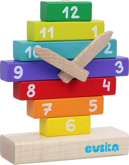 Ξύλινα Τουβλάκια Cubika Ρολόι 10τμχ