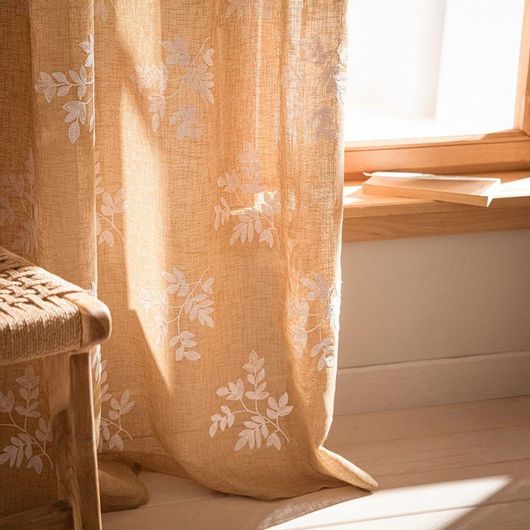 Κουρτίνα Gofis Home Leaf Jute 532/36 140Πx280Υ με Τρουκς