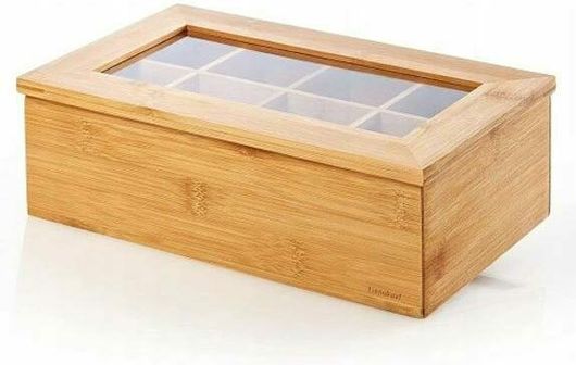 Κουτί Τσάι με Καπάκι Ξύλινο 32x20x6.5cm Καφέ