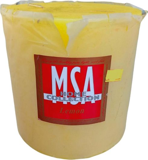 Μεγάλο κερί Στρογγυλό με άρωμα λεμονιού 15x15.5cm Κίτρινο