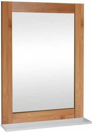 Ορθογώνιος Καθρέφτης από Bamboo και Ράφι 50x11.7x70cm
