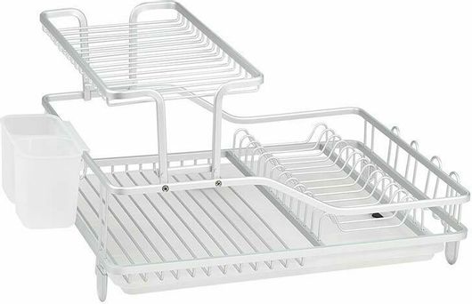 Πιατοθήκη Διώροφη Μεταλλική Στεγνωτήριο Πιάτων 55.5x35.2x27.3cm Λευκή