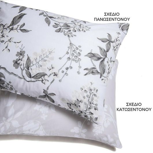 Μαξιλαροθήκη Melinen Frida 50x70εκ Σχέδιο Πανωσέντονου Γκρι