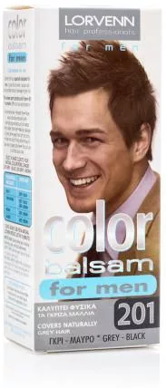 Ανδρική Βαφή Μαλλιών Lorvenn Color Balsam For Men 201 Γκρι Μαύρο