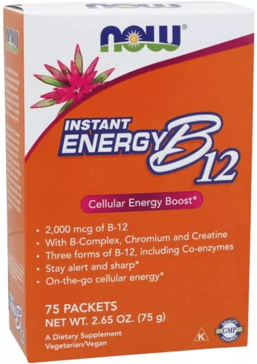 Now Foods Instant Energy B12 Βιταμίνη για την Υγεία του Νευρικού Συστήματος 75 Φακελίσκοι
