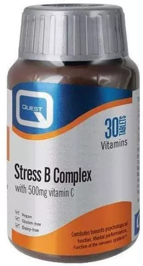 Quest Stress B Complex Vitamin C 500mg Συμπλήρωμα για το Άγχος 30 Κάψουλες
