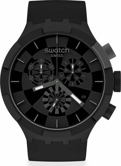 Ανδρικό ρολόι Swatch Checkpoint SB02B400 Χρονογράφος Two Tone Λουράκι Σιλικόνης Μαύρο