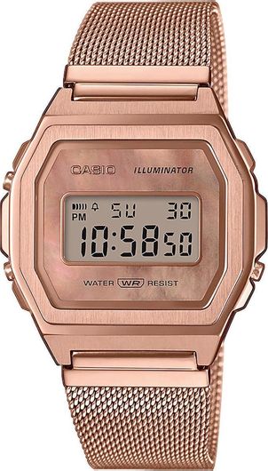 Γυναικείο Ρολόι Casio Ηλεκτρονικό Χειρός Μεταλλικό 38mm A-1000Mpg-9Ef Ροζ Χρυσό