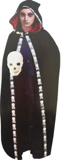 Αποκριατικό Αξεσουάρ Σετ Κάπα Παιδική Τρομακτική Κάπα Βρικόλακα με Κουκούλα και Νεκροκεφαλές 11-14 ετών