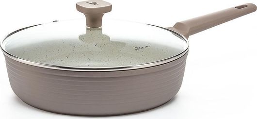 Τηγάνι Luigi Ferrero Norsk Series Αντικολλητικό Βαθύ 28cm με Μαρμάρινη Επίστρωση με Γυάλινο Καπάκι Fr-4728M